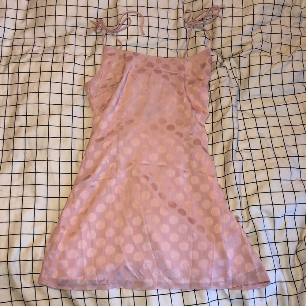 Baby Pink Polka Dot Cowl Neck Dress